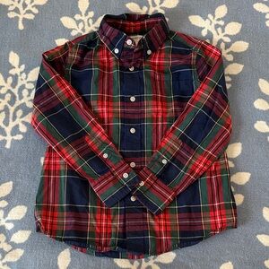 J. Crew Kids Plaid Button Down Shirt - Red, Green, and Navy